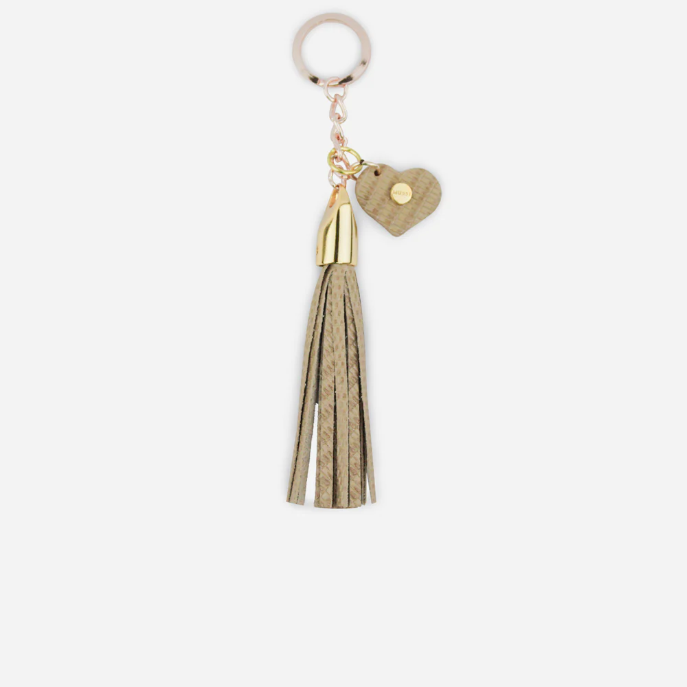 Llavero coralia de cuero para mujer - Taupe