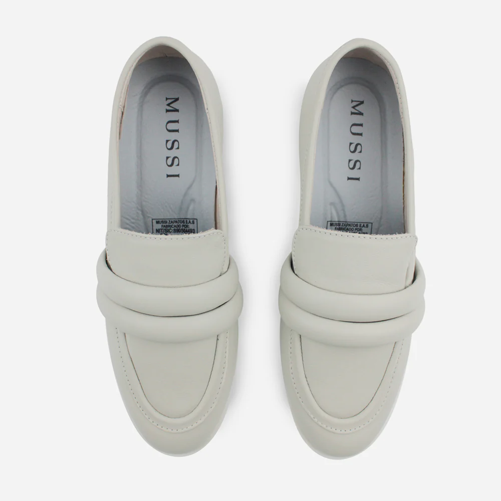 Mocasin plano astrid de cuero para mujer - Gris - Image 4
