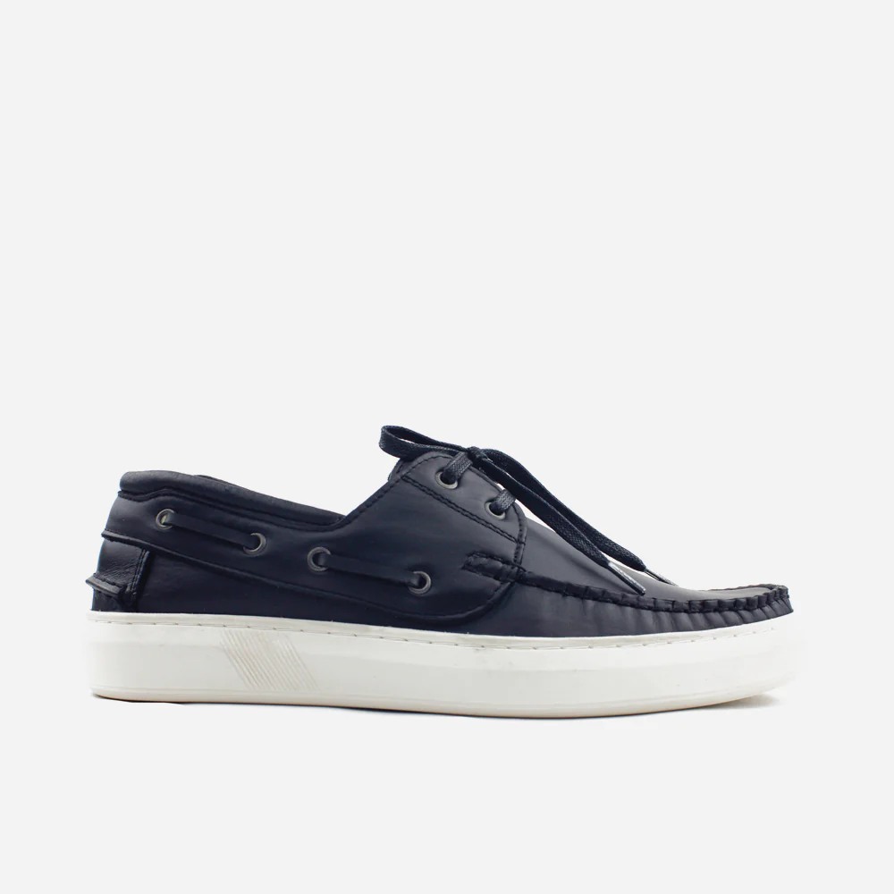 Mocasin plano ciel de cuero para hombre - Negro
