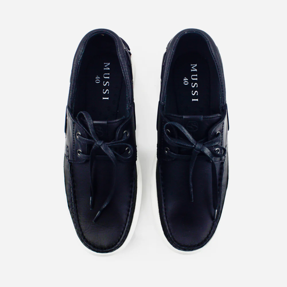 Mocasin plano ciel de cuero para hombre - Negro - Image 4