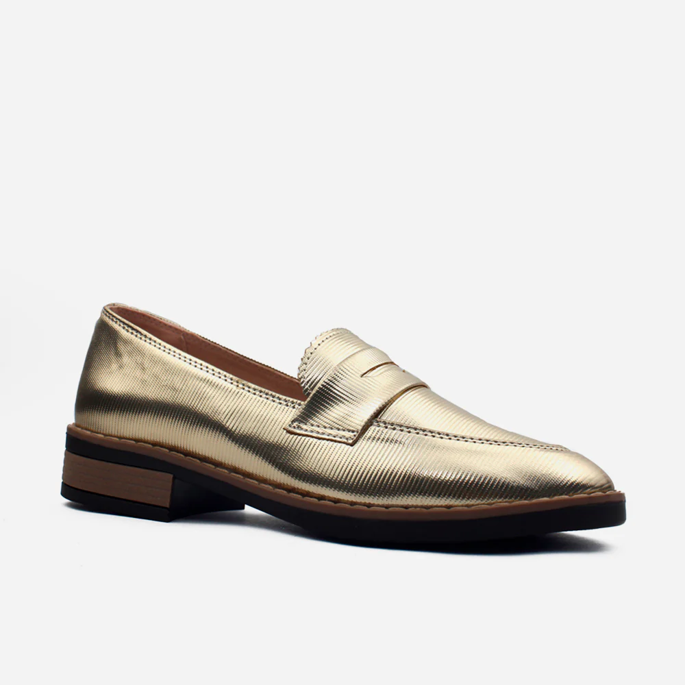 Mocasin plano vania de sintético para mujer - Oro - Image 2
