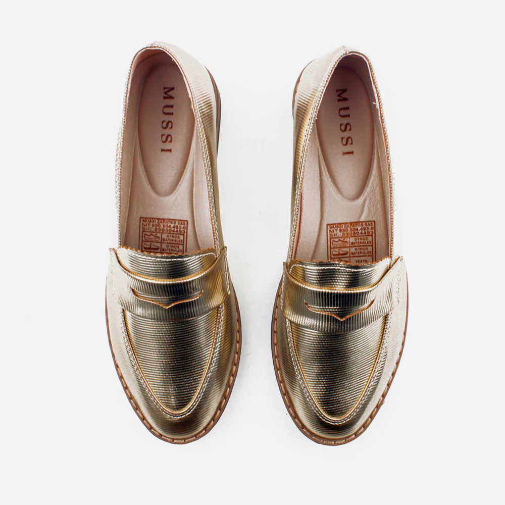 Mocasin plano vania de sintético para mujer - Oro - Image 4