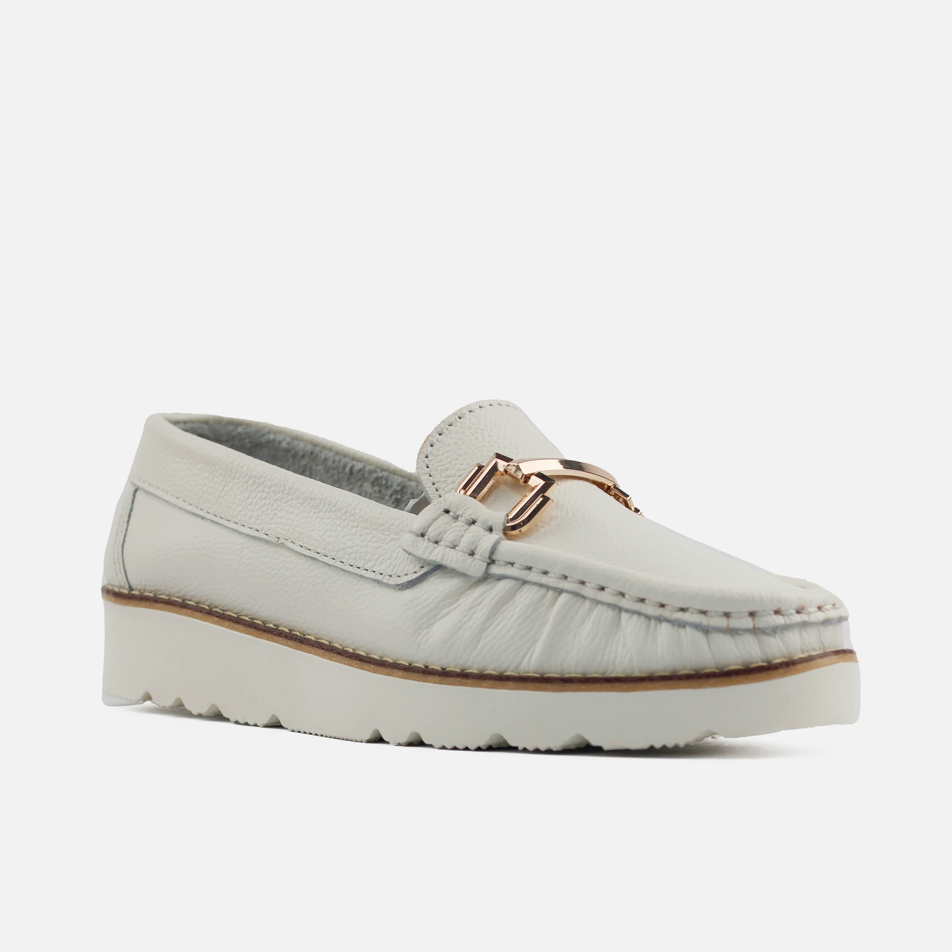 Mocasin plataforma ambarina de sintético para mujer - Hueso - Image 2