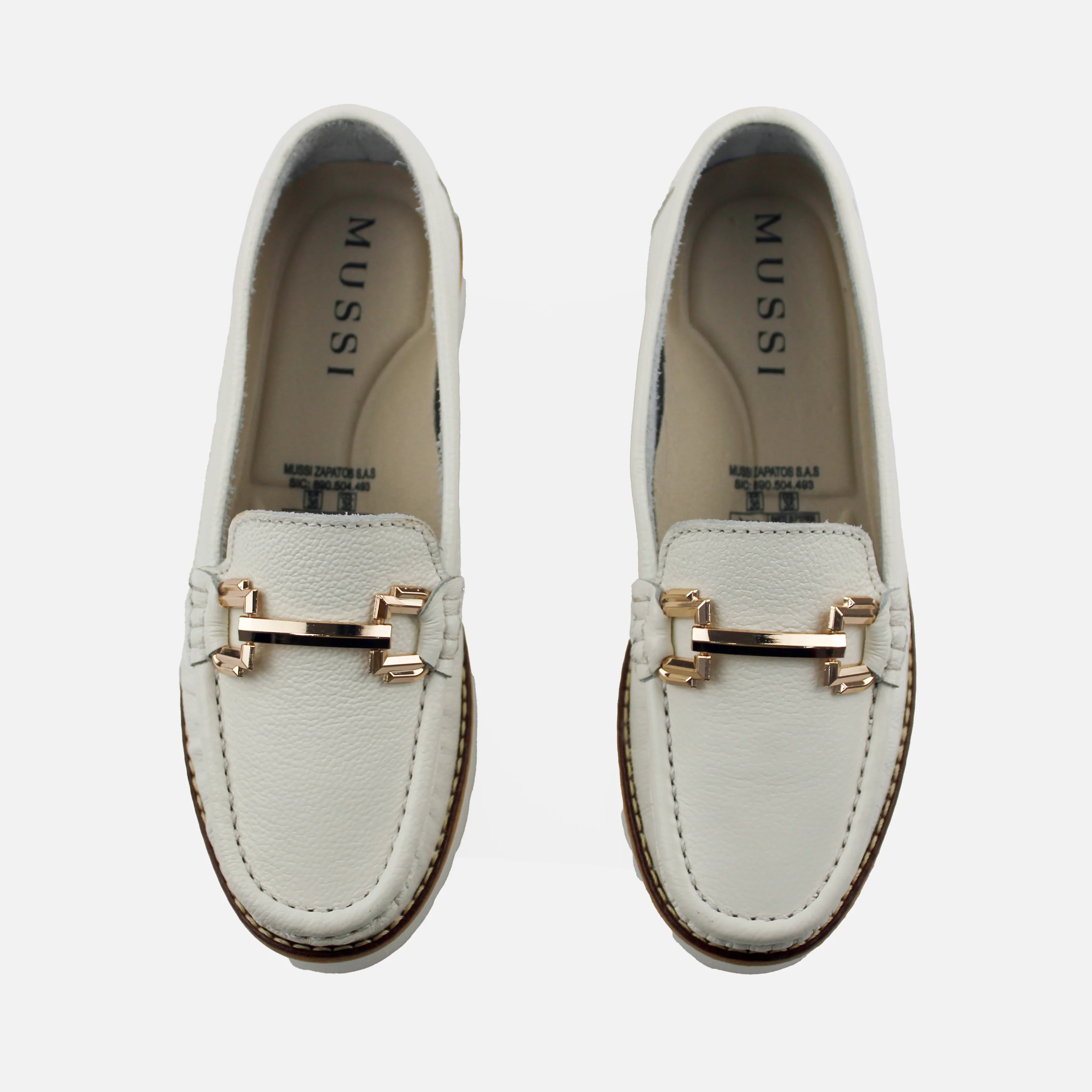 Mocasin plataforma ambarina de sintético para mujer - Hueso - Image 4