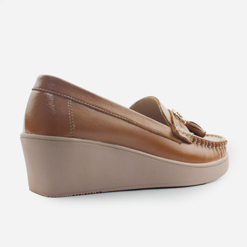 Mocasin plataforma eva de cuero para mujer - Miel - Image 3