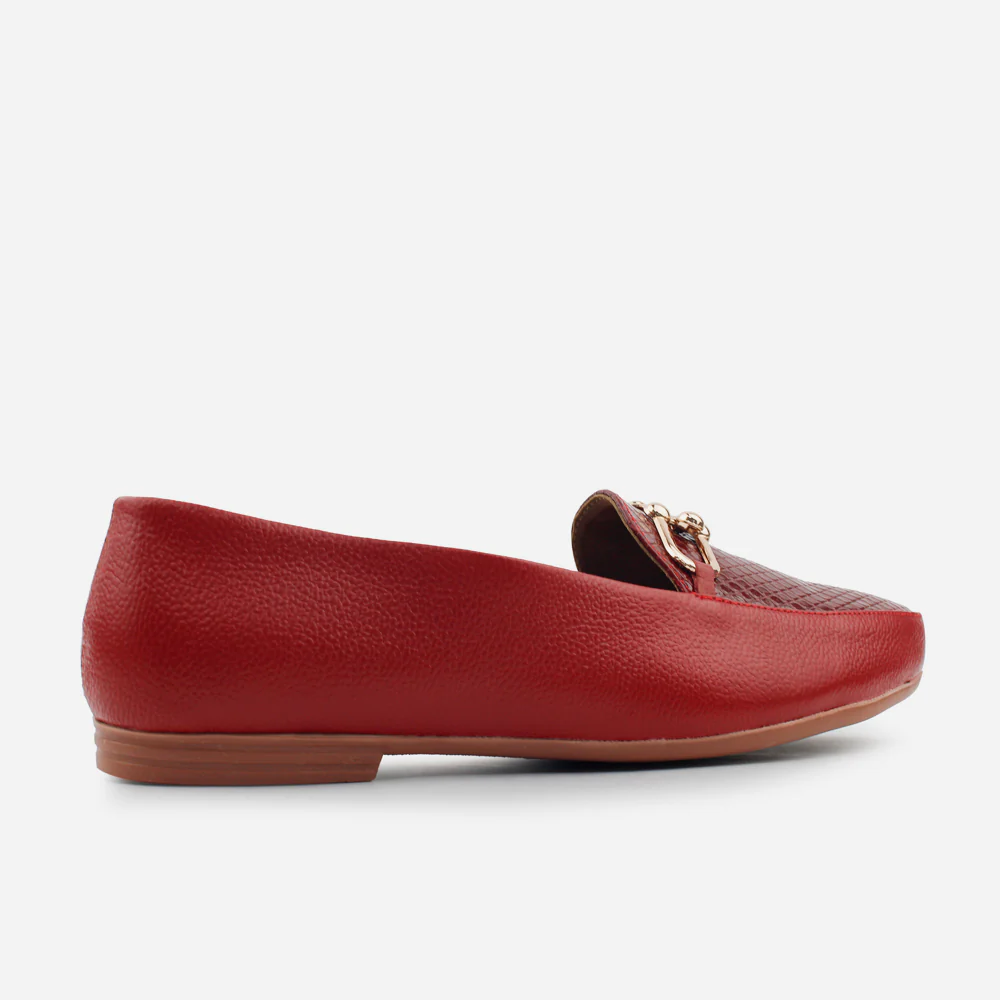 Mocasin sleeper bianca de cuero para mujer - Rojo - Image 3