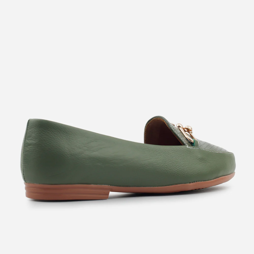 Mocasin sleeper bianca de cuero para mujer - Verde - Image 3