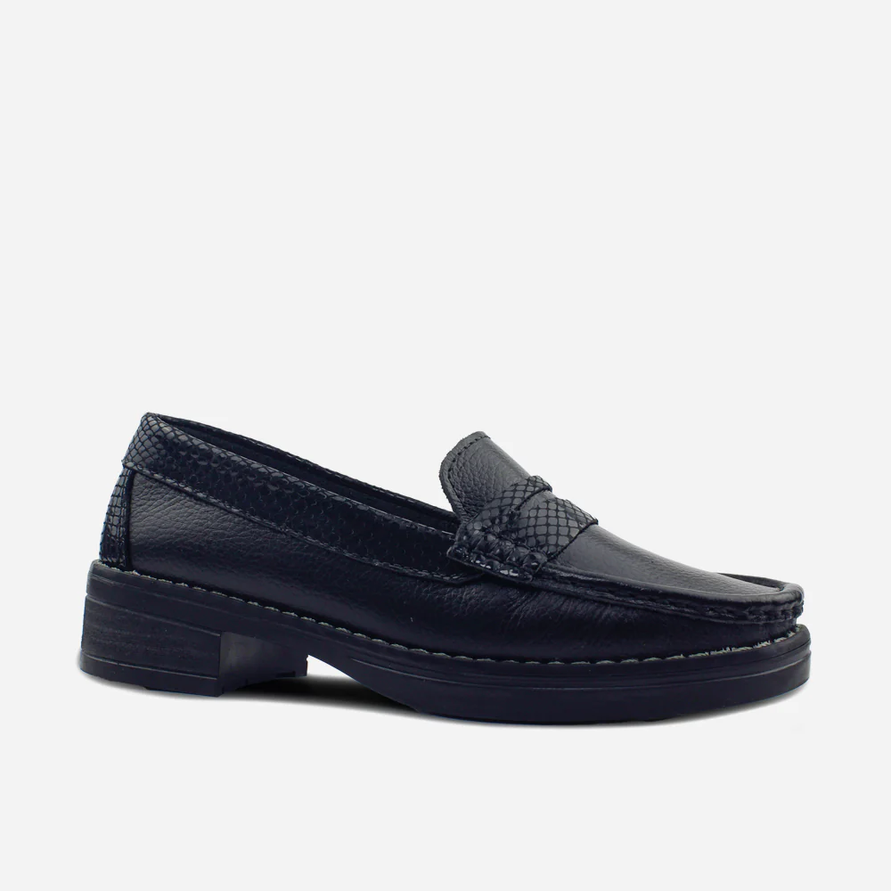 Mocasin tractorado lia de cuero para mujer - Negro - Image 2