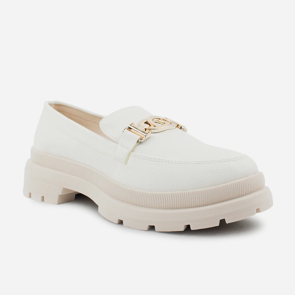 Mocasin tractorado madelaine de sintético para mujer - Hueso - Image 2