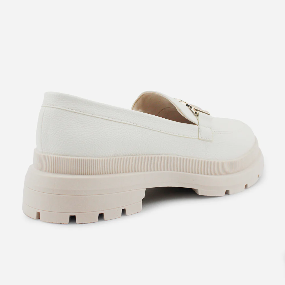 Mocasin tractorado madelaine de sintético para mujer - Hueso - Image 3