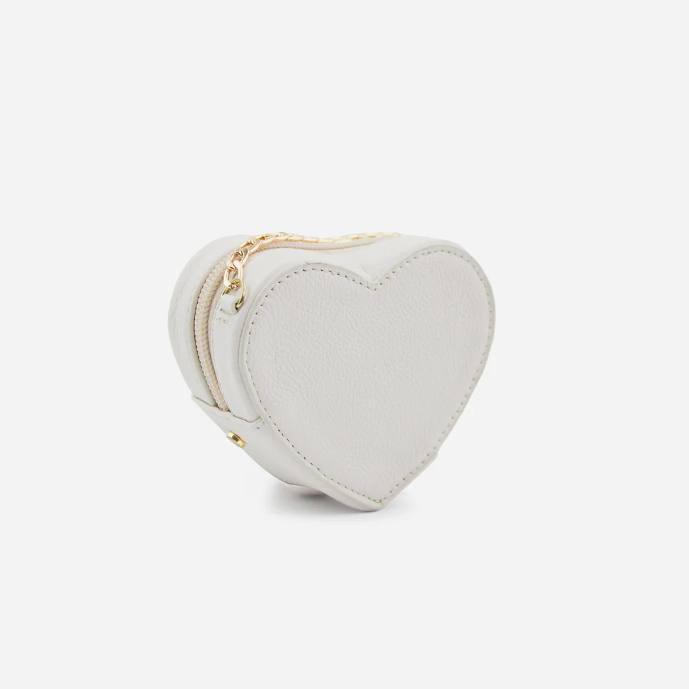 Monedero corazón de cuero para mujer - Hueso - Image 2