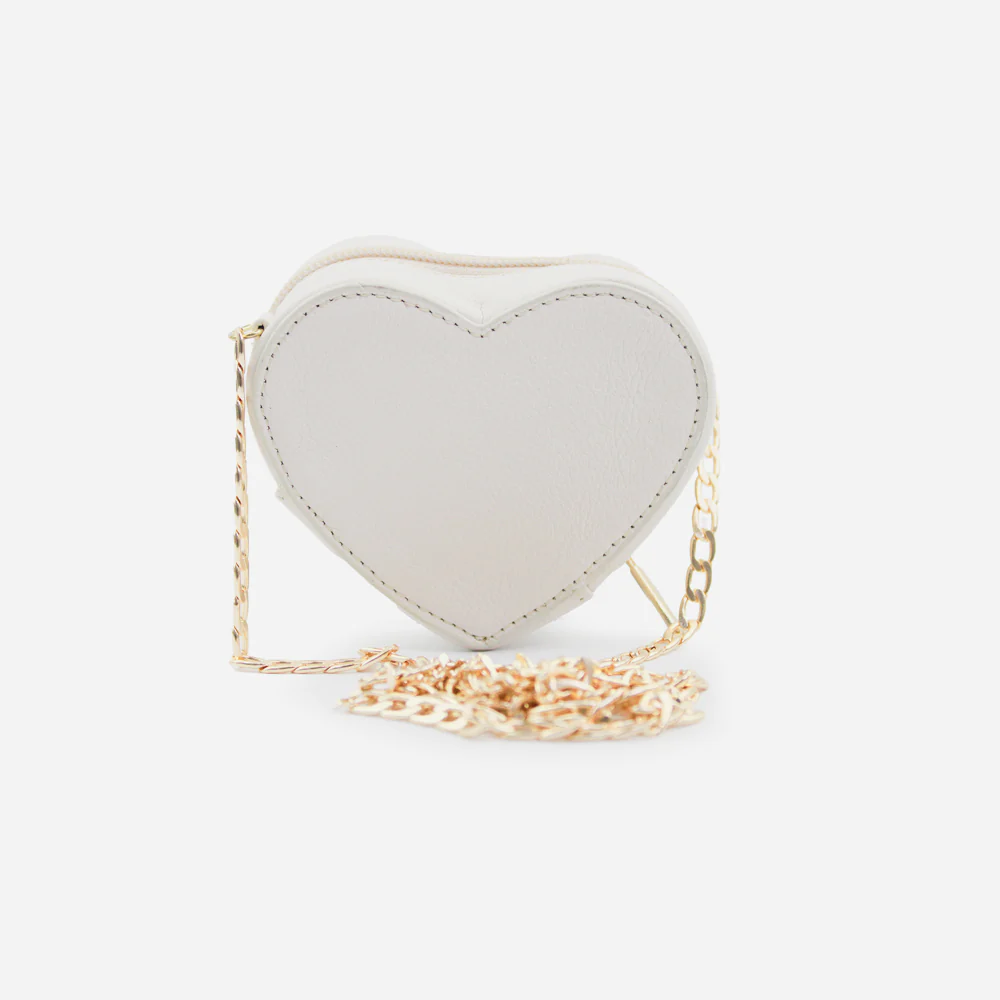 Monedero corazón de cuero para mujer - Hueso - Image 3