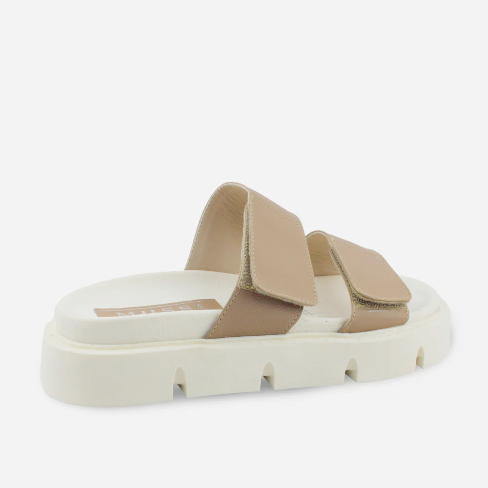 Sandalia chunky dublin de cuero para mujer - Almendra - Image 3