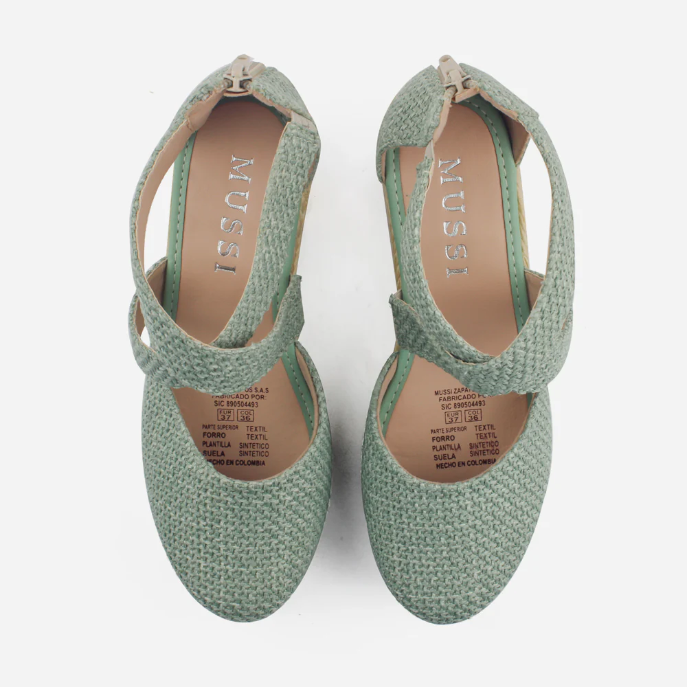 Sandalia espadrilla lina de textil para mujer - Verde - Image 4