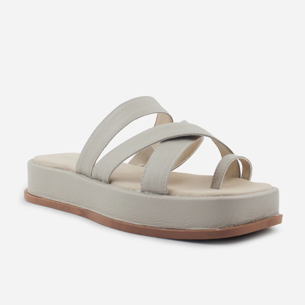 Sandalia flatform carmina de cuero para mujer - Taupe - Image 2