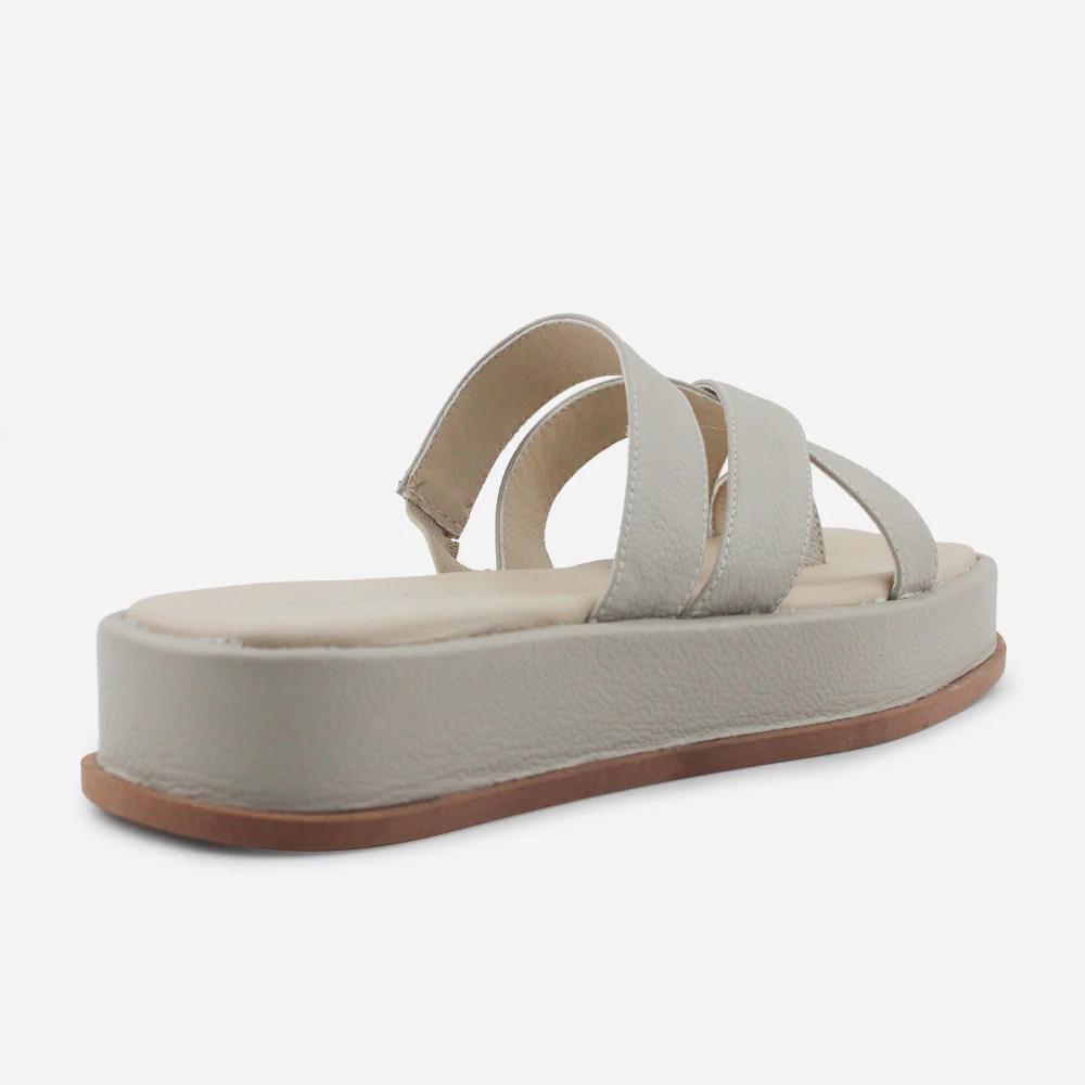 Sandalia flatform carmina de cuero para mujer - Taupe - Image 3