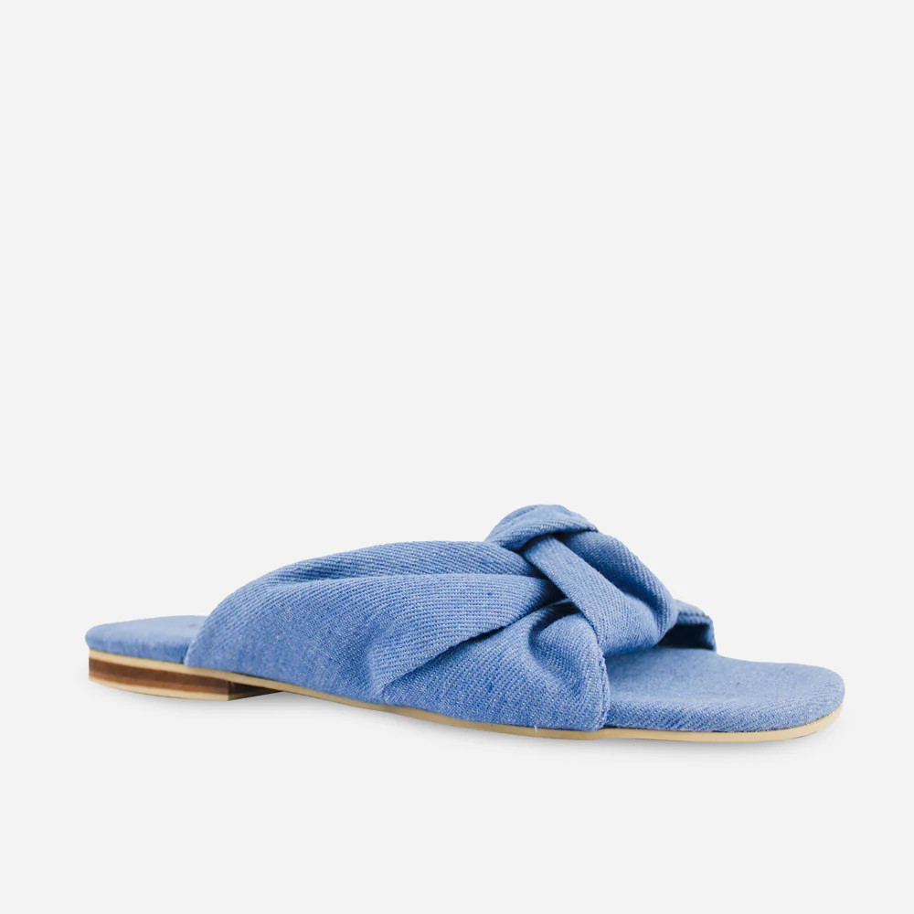 Sandalia plana abedul de textil para mujer - Azul - Image 2
