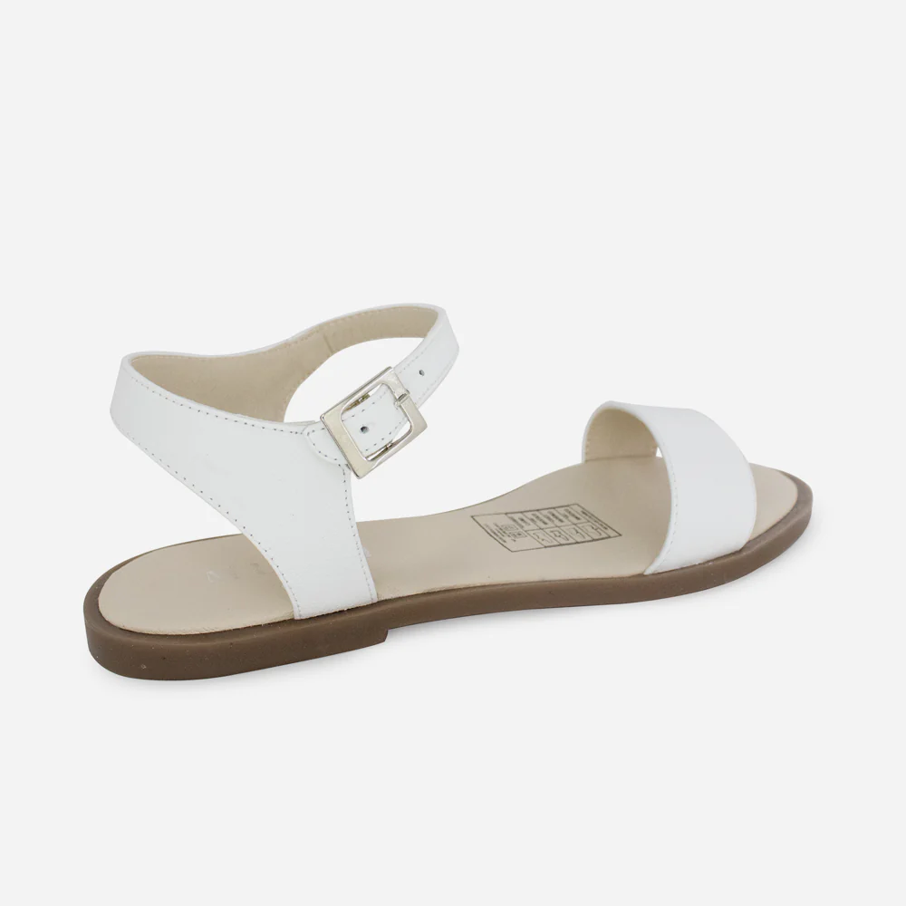 Sandalia plana atabey de cuero para mujer - Blanco - Image 3