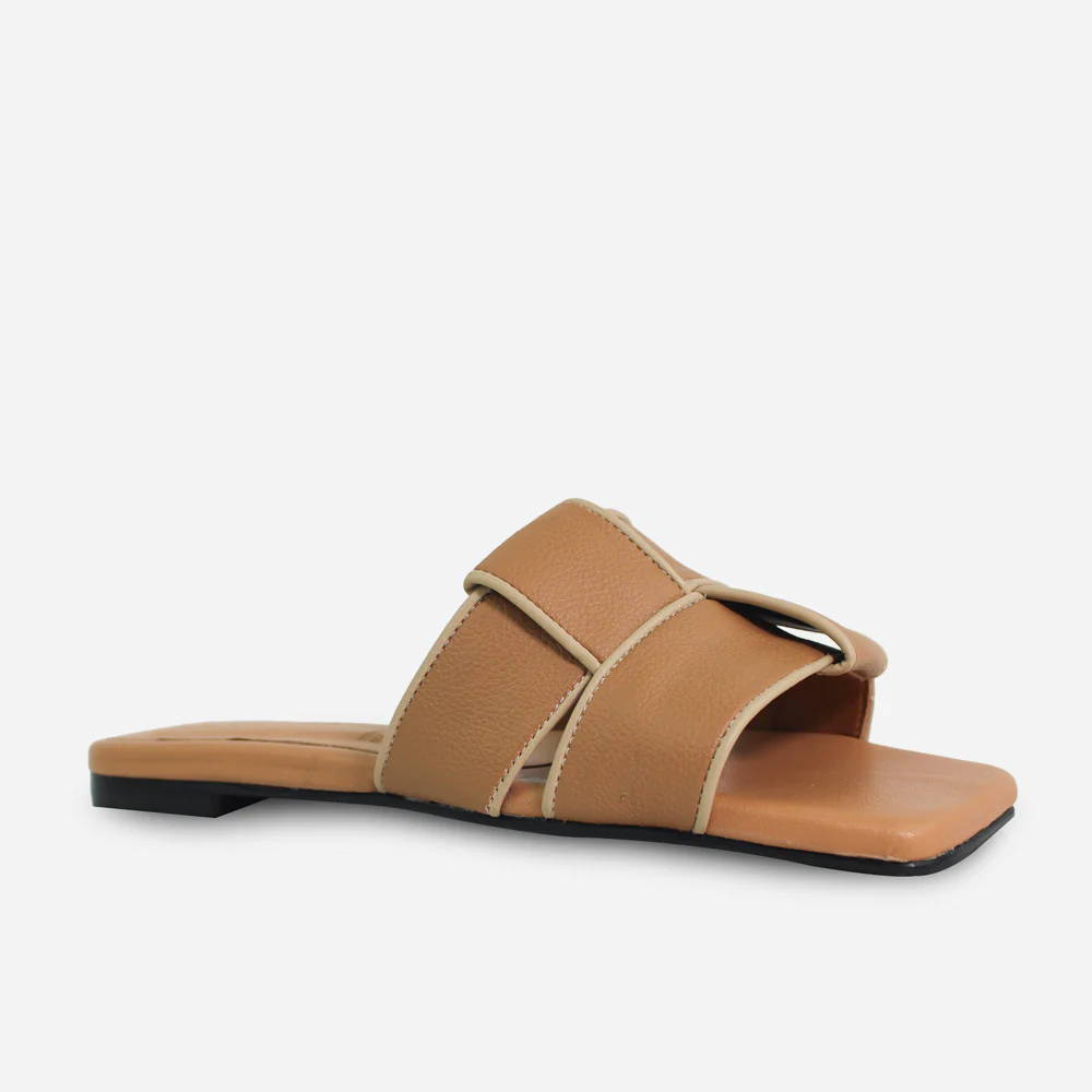 Sandalia plana camelia de sintético para mujer - Miel - Image 2