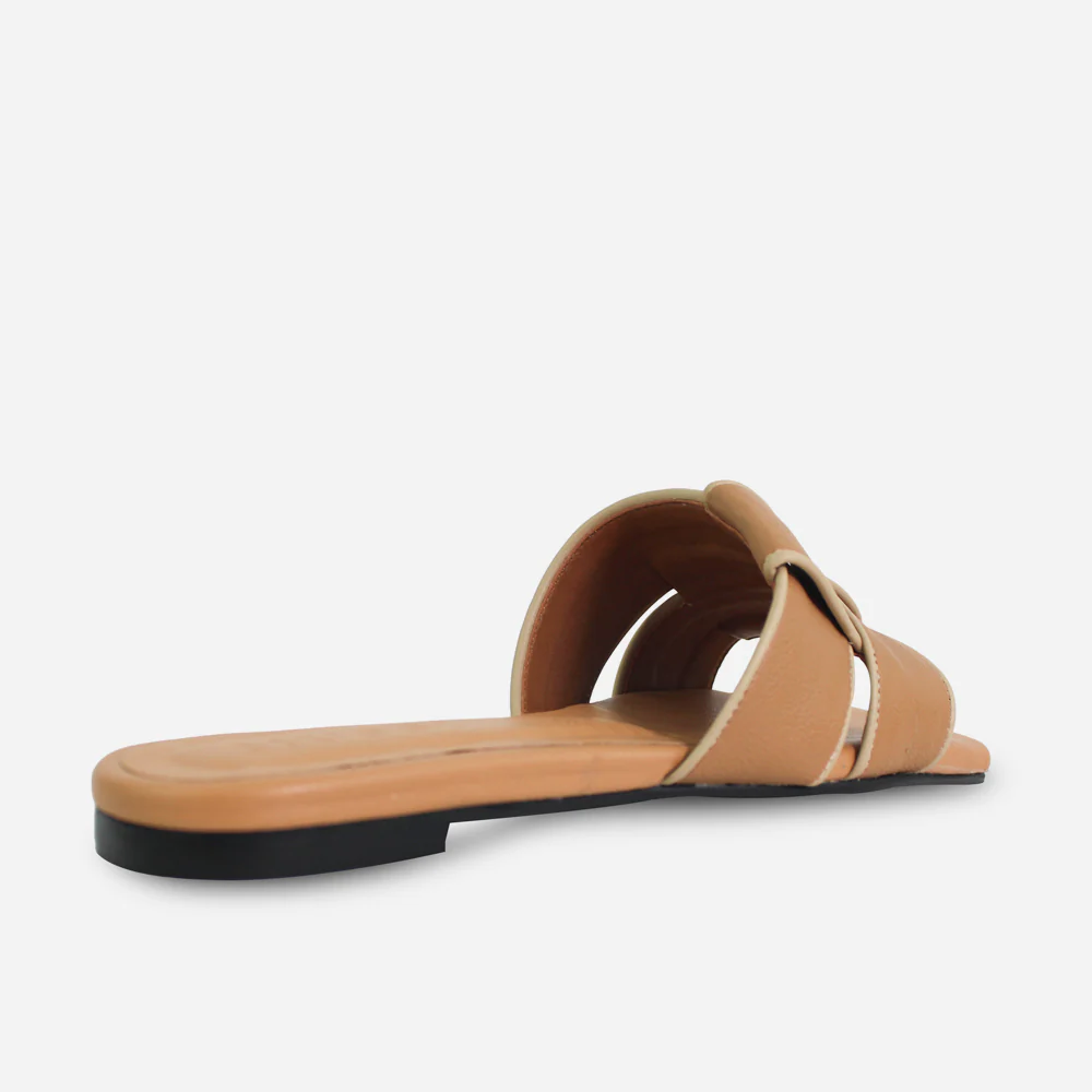 Sandalia plana camelia de sintético para mujer - Miel - Image 3
