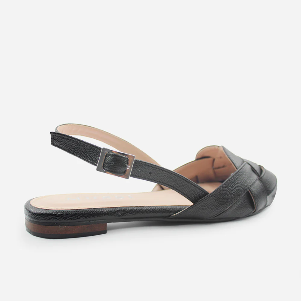 Sandalia plana cordelia de sintético para mujer - Negro - Image 3