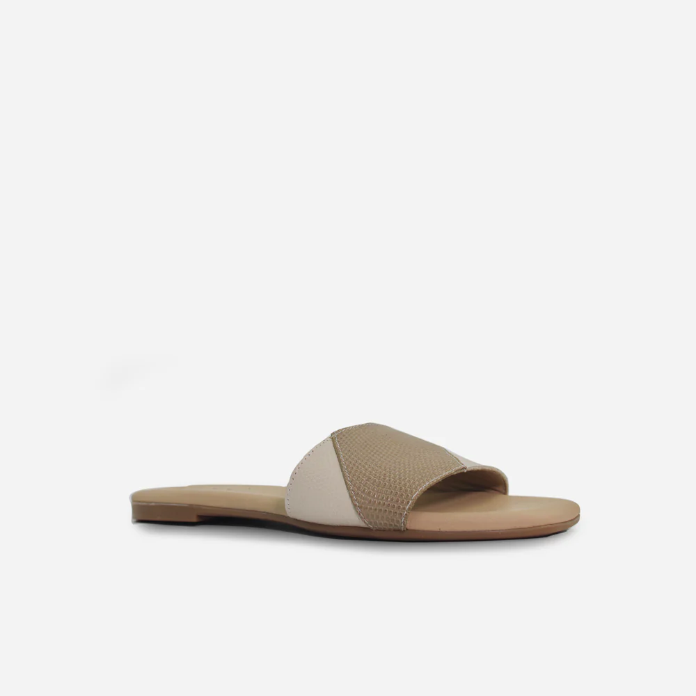 Sandalia plana curazao de cuero para mujer - Taupe - Image 2