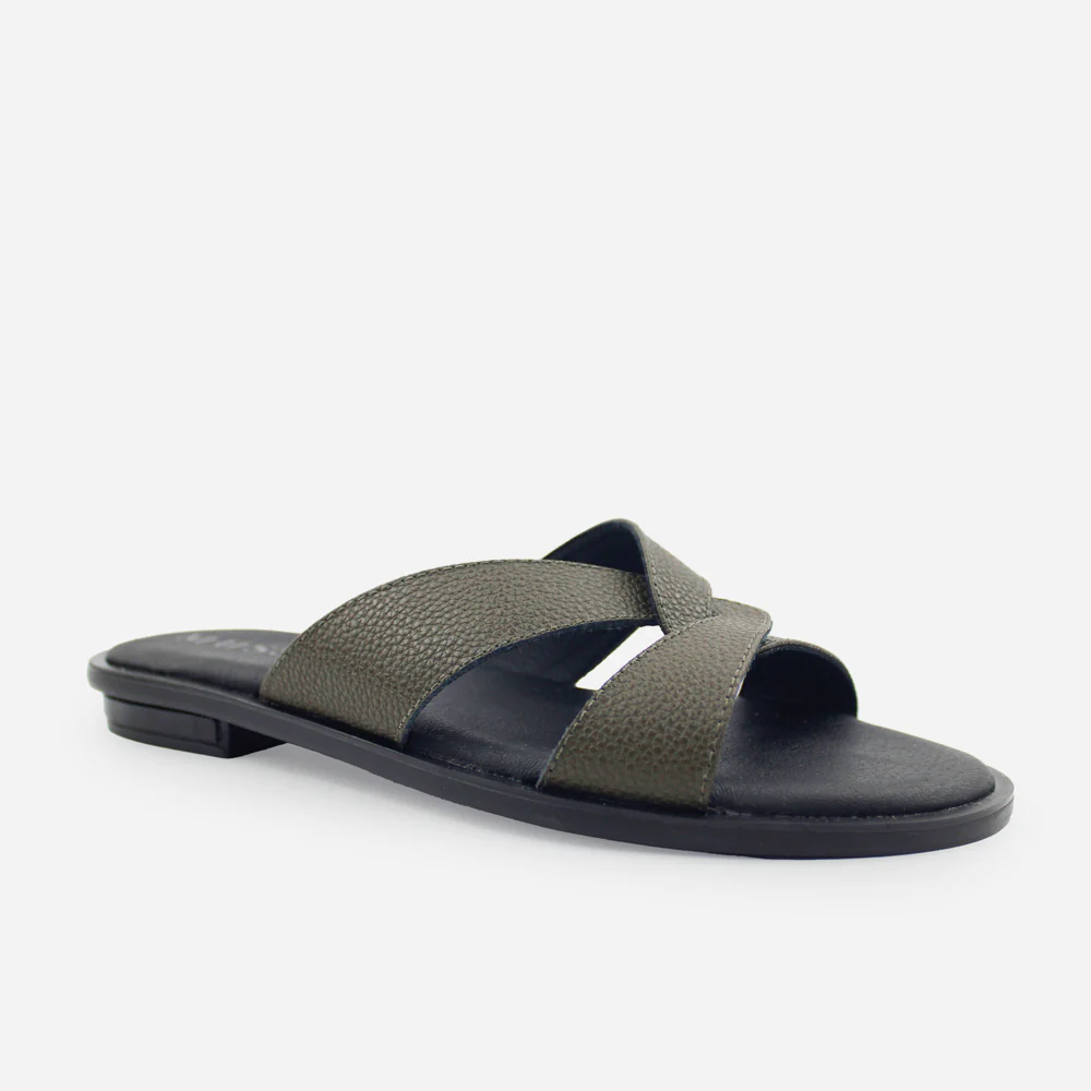 Sandalia plana haruko de cuero para mujer - Verde - Image 2