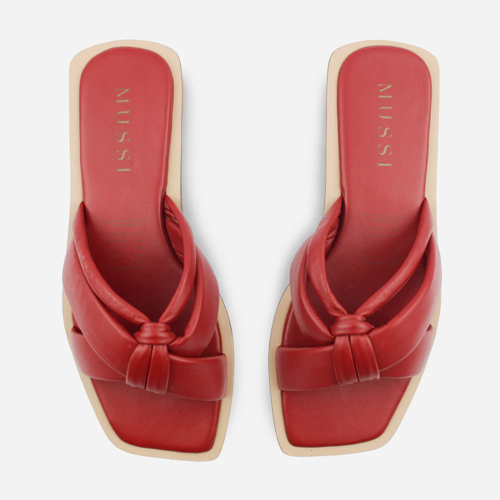 Sandalia plana ivy de cuero para mujer - Rojo - Image 4