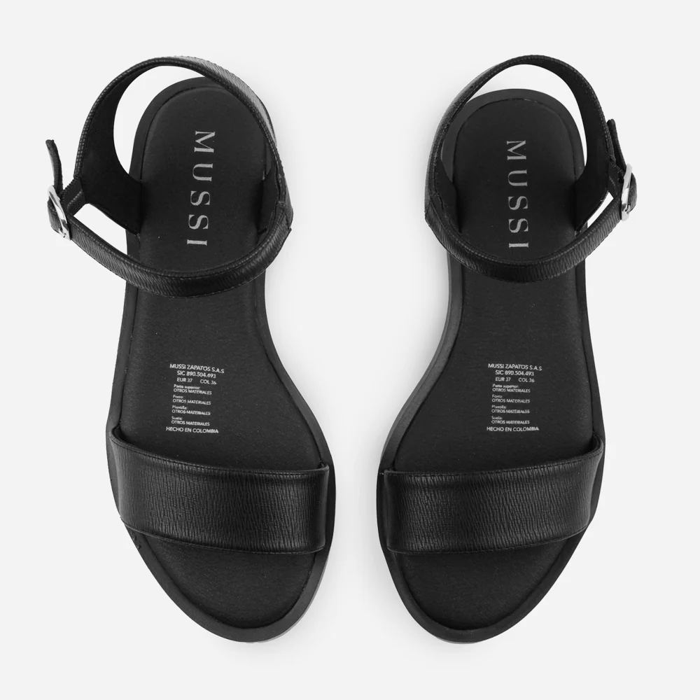 Sandalia plana laeticia de sintético para mujer - Negro - Image 4
