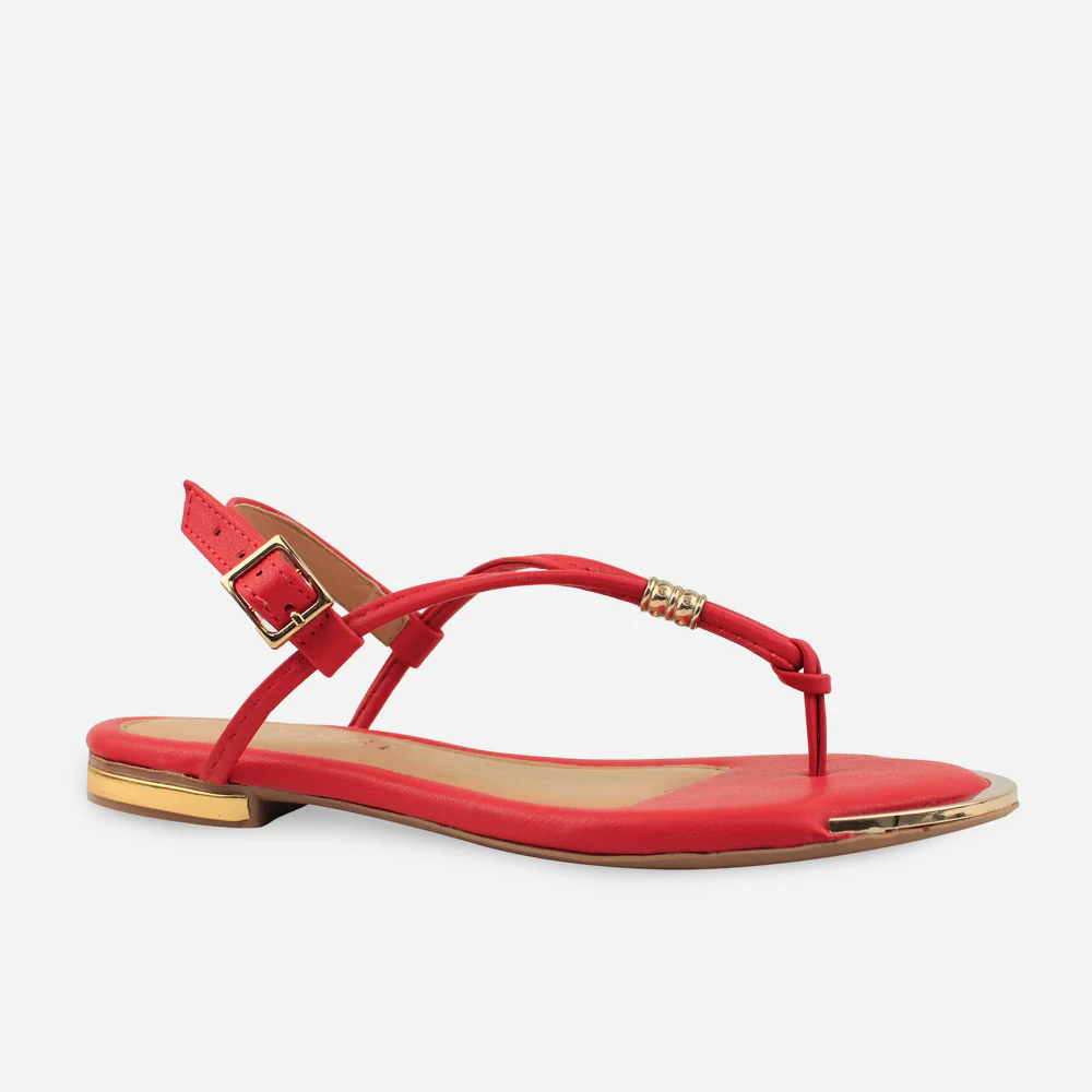 Sandalia plana leandra de sintético para mujer - Rojo - Image 2