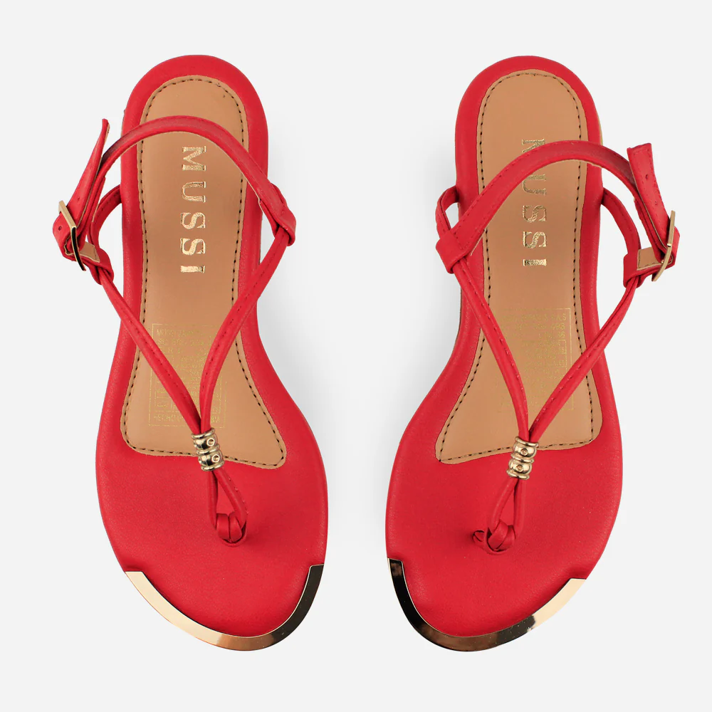 Sandalia plana leandra de sintético para mujer - Rojo - Image 4