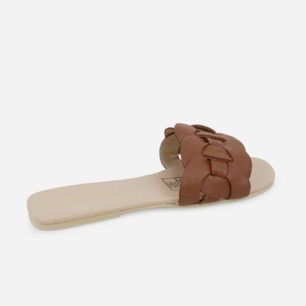 Sandalia plana setubla de cuero para mujer - Miel - Image 3