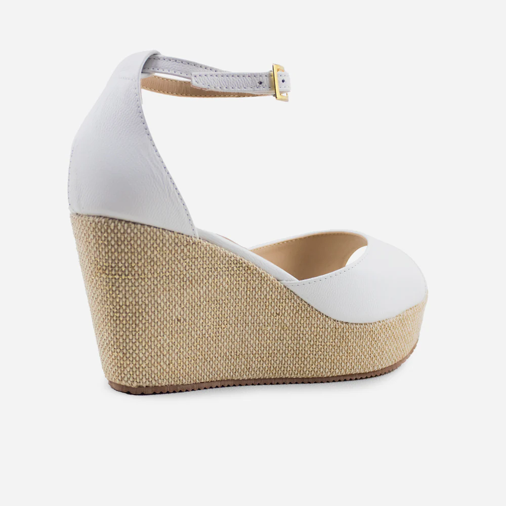 Sandalia plataforma lotus de cuero para mujer - Blanco - Image 3