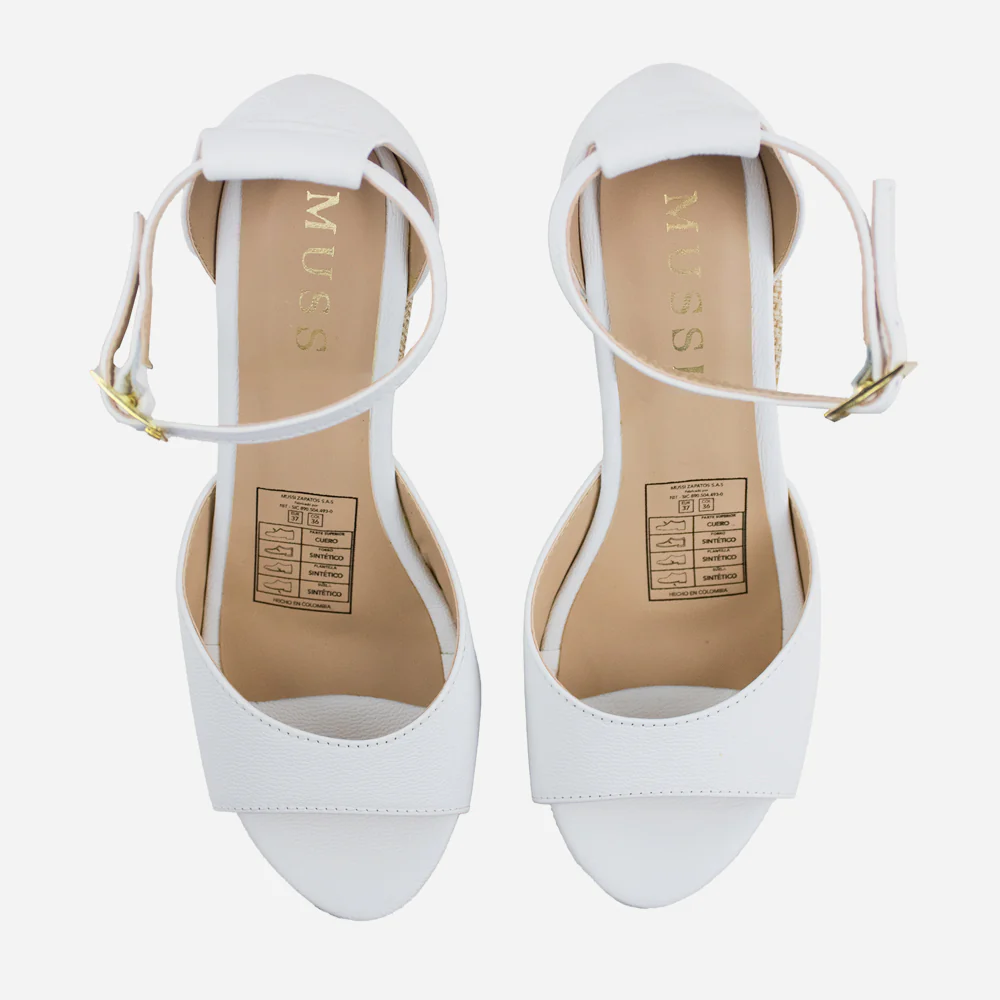 Sandalia plataforma lotus de cuero para mujer - Blanco - Image 4