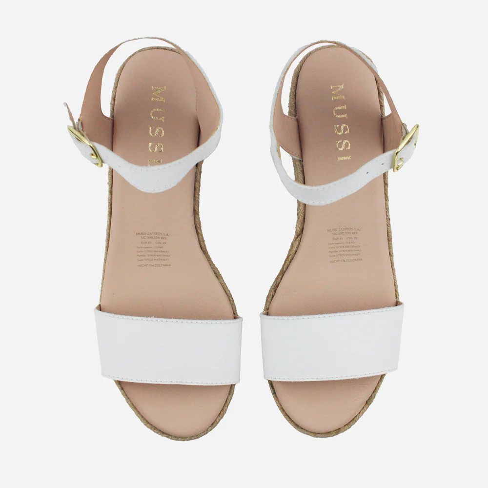 Sandalia plataforma perla de cuero para mujer - Blanco - Image 4
