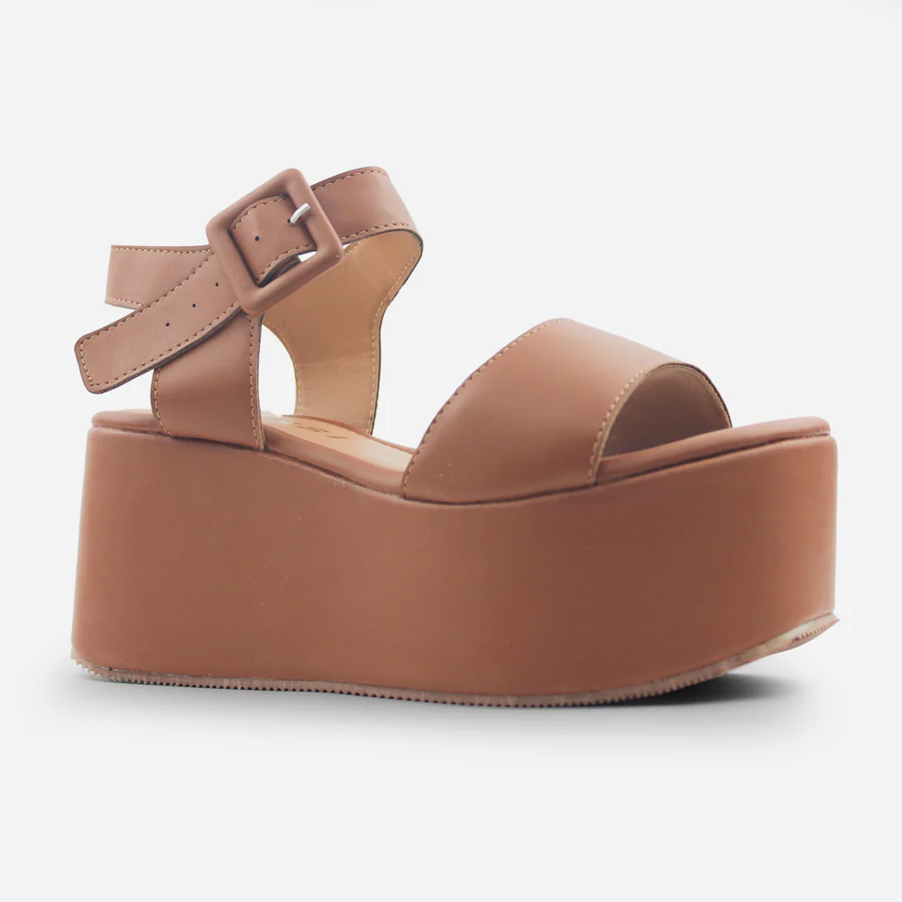 Sandalia plataforma siena de sintético para mujer - Miel - Image 3