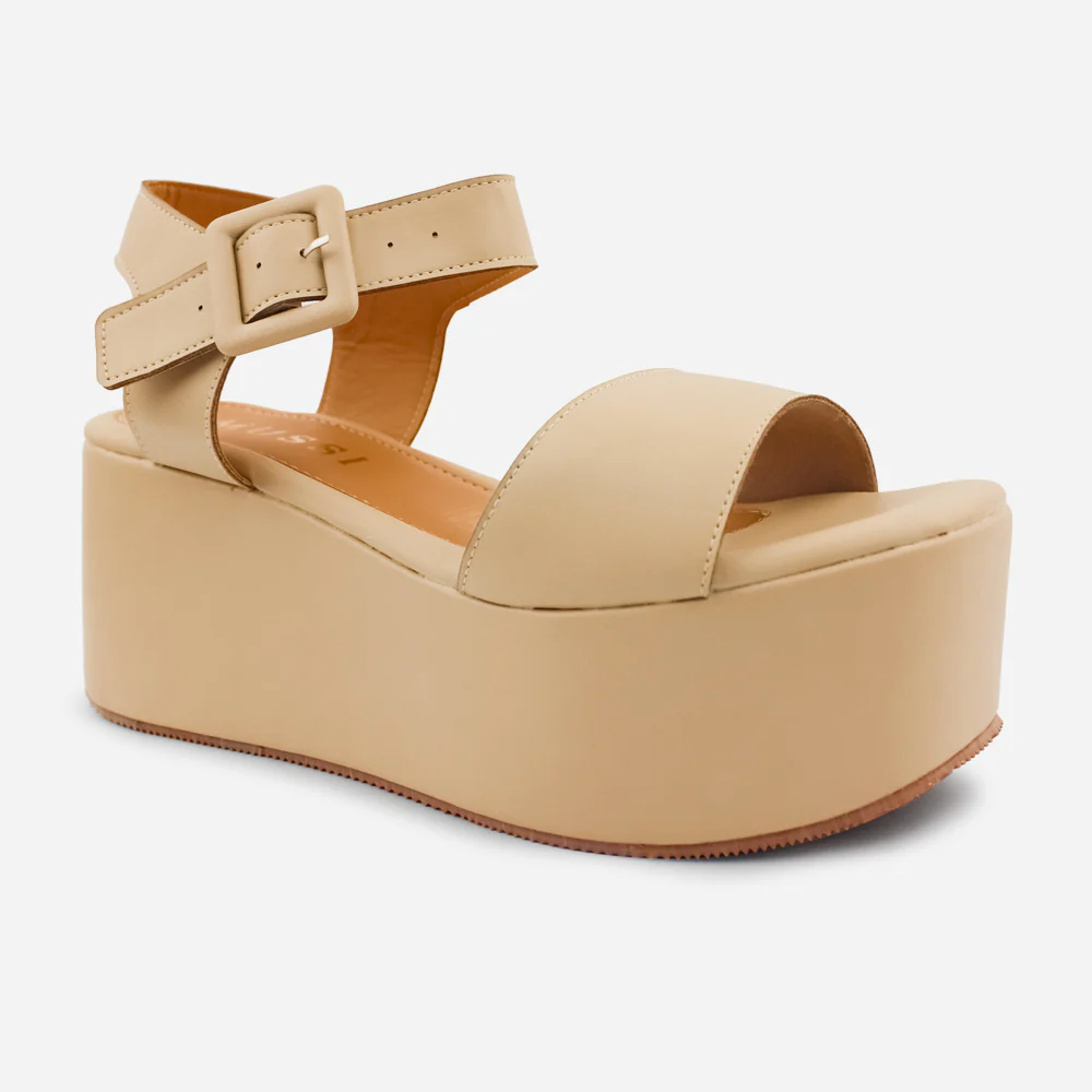 Sandalia plataforma siena de sintético para mujer - Taupe - Image 2