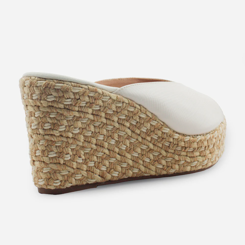 Sandalia plataforma zafira de cuero para mujer - Hueso - Image 2