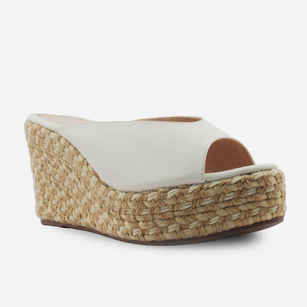 Sandalia plataforma zafira de cuero para mujer - Hueso - Image 3