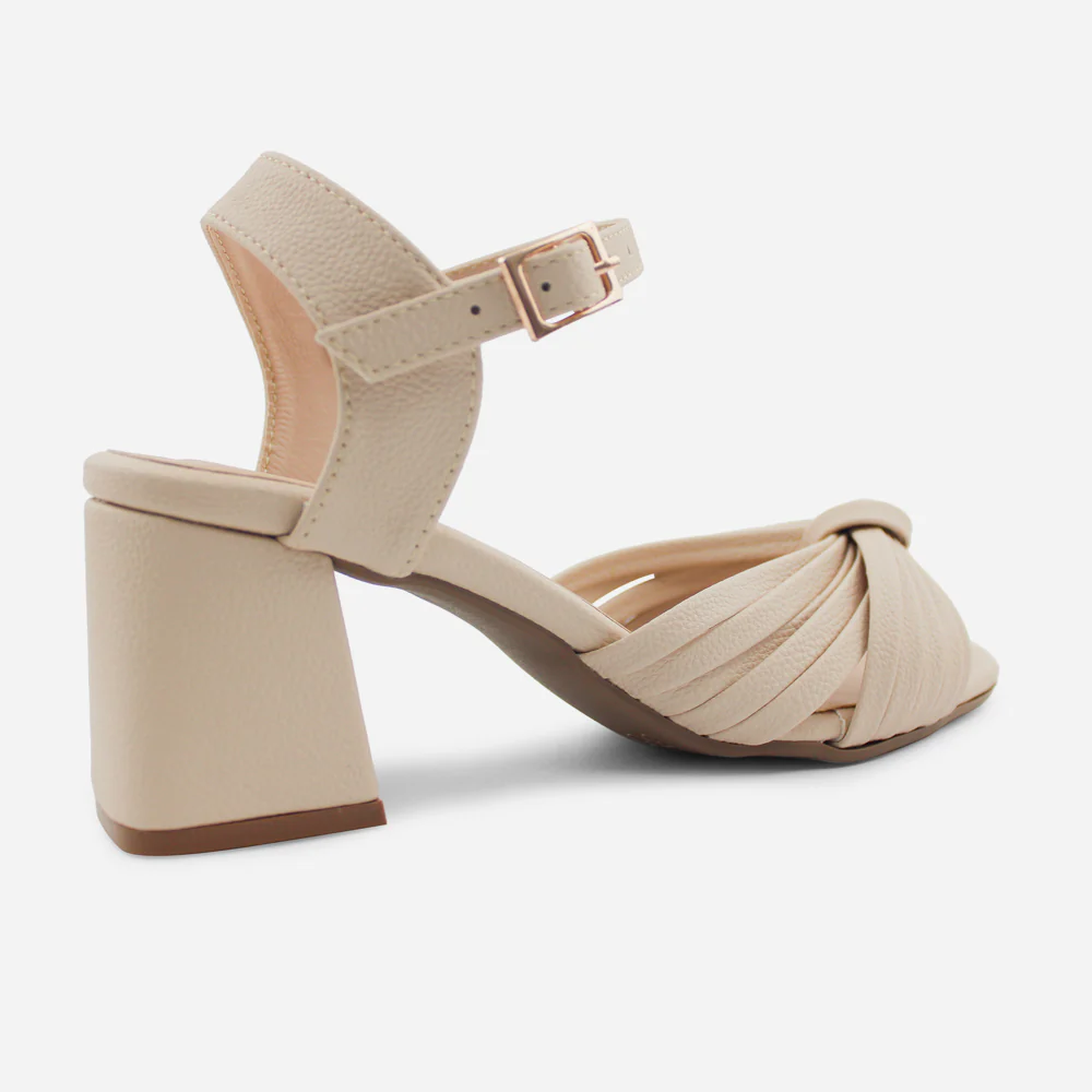 Sandalia tacon georgina de sintético para mujer - Beige - Image 3
