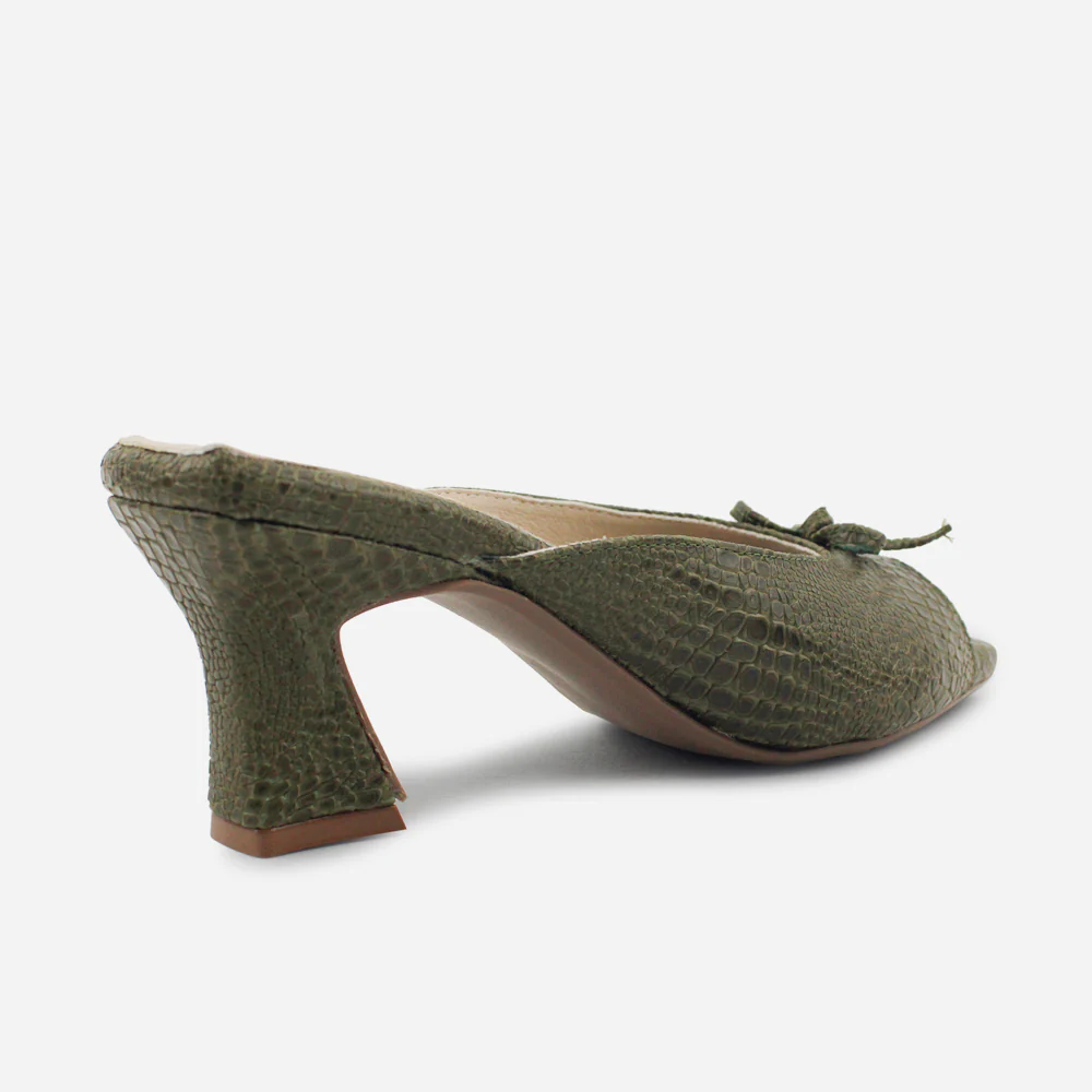 Sandalia tacon jaspe de cuero para mujer - Verde - Image 3