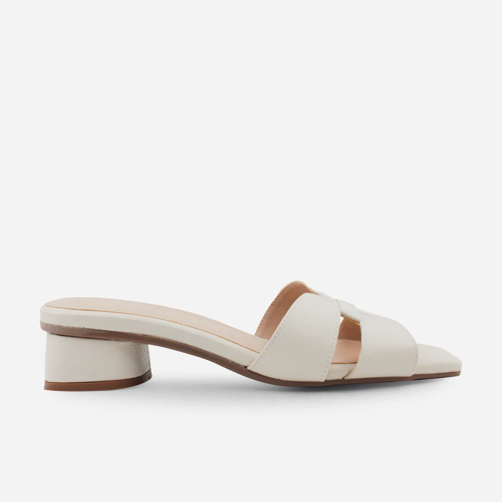 Sandalia tacon violeta de cuero para mujer - Hueso