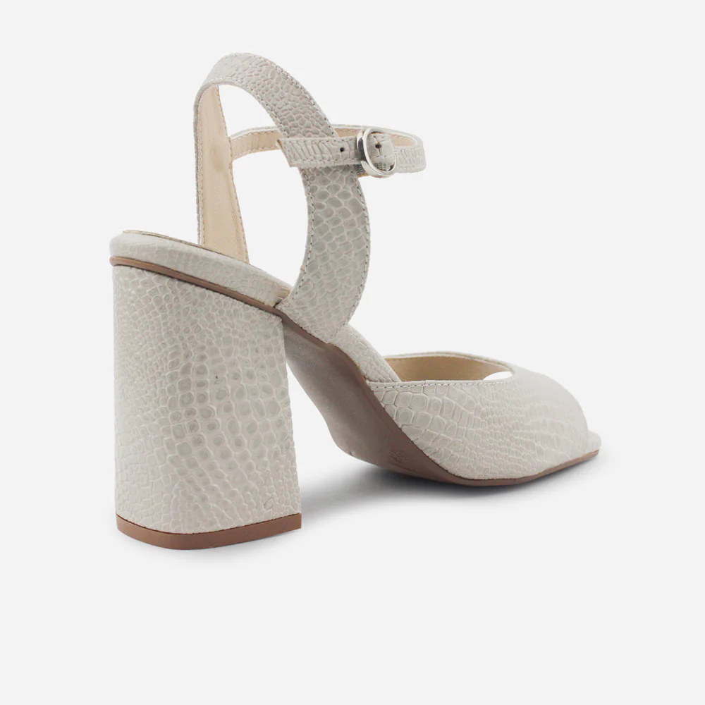 Sandalia tacon zaria de cuero para mujer - Gris - Image 3