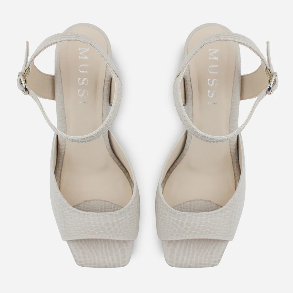 Sandalia tacon zaria de cuero para mujer - Gris - Image 4