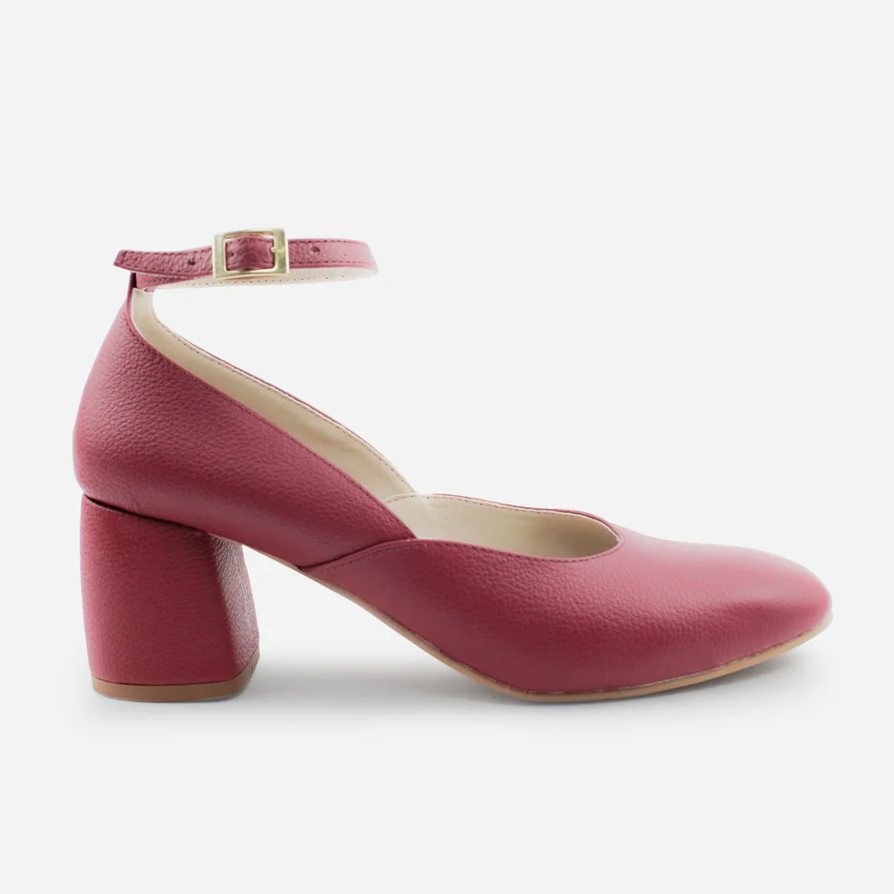 Tacones blair de cuero para mujer - Vino