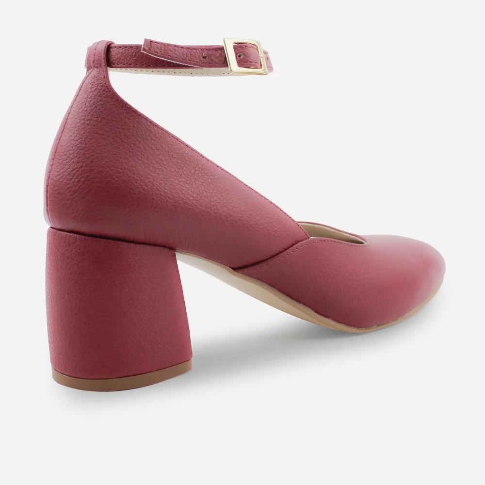 Tacones blair de cuero para mujer - Vino - Image 3