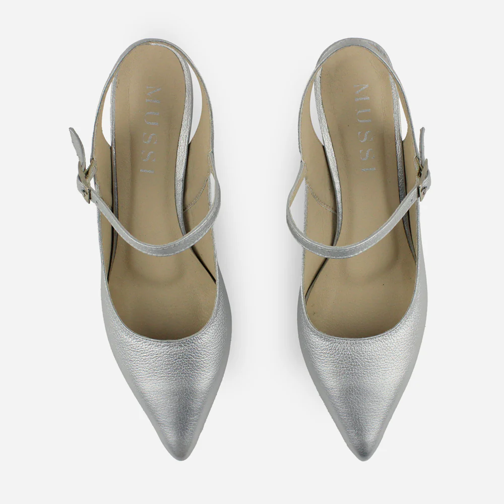 Tacones chelsea de cuero para mujer - Plata - Image 4