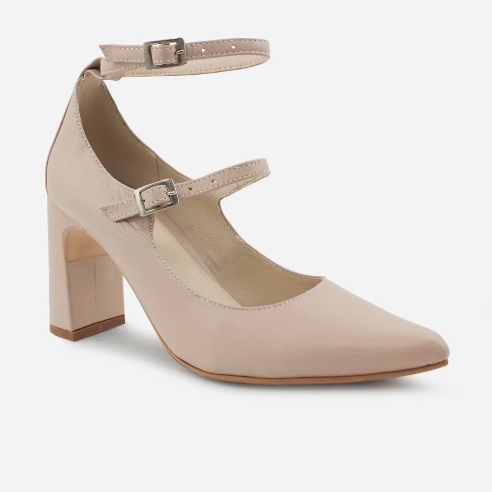 Tacones constance de cuero para mujer - Almendra - Image 2