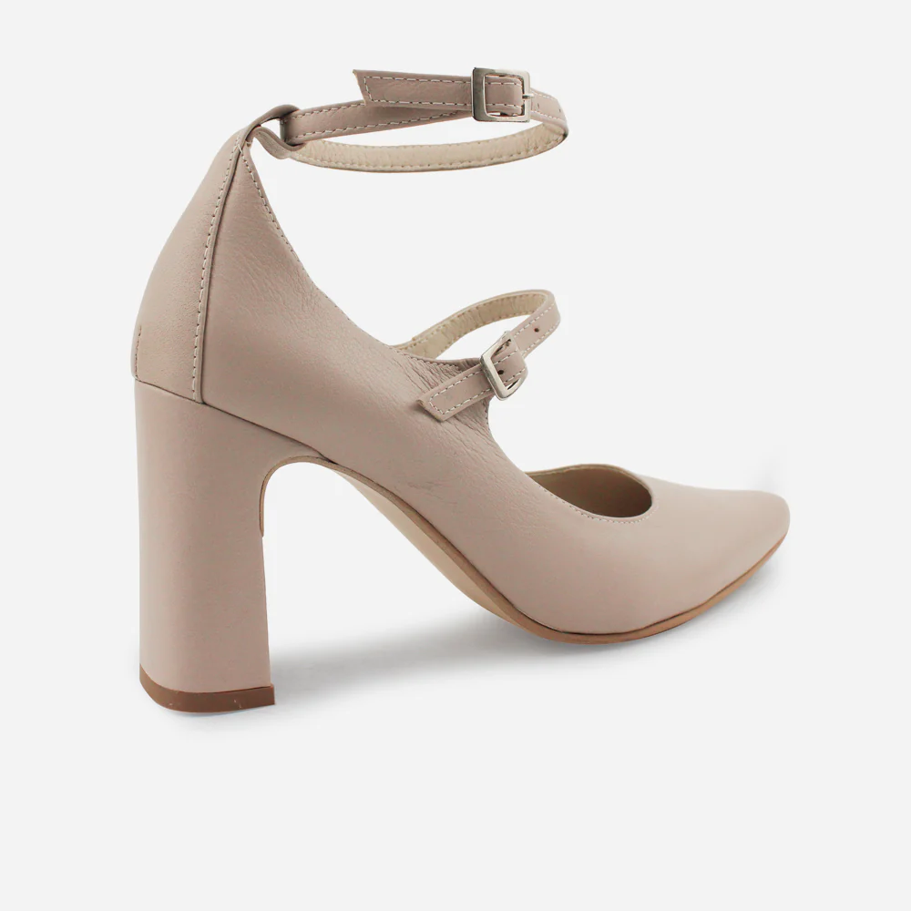 Tacones constance de cuero para mujer - Almendra - Image 3