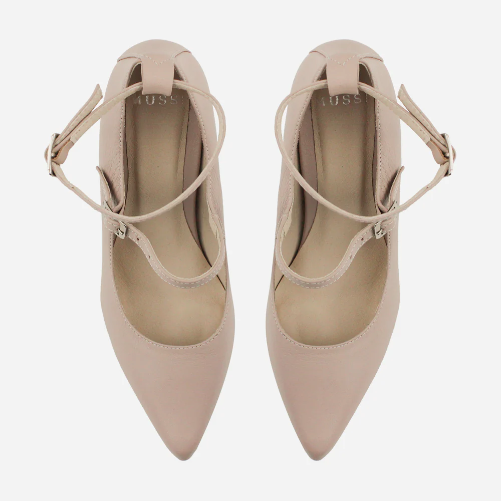 Tacones constance de cuero para mujer - Almendra - Image 4